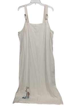 Vintage Two Twenty Dress Womens XL Jumper Linen Blend Embroidered Cottagecore